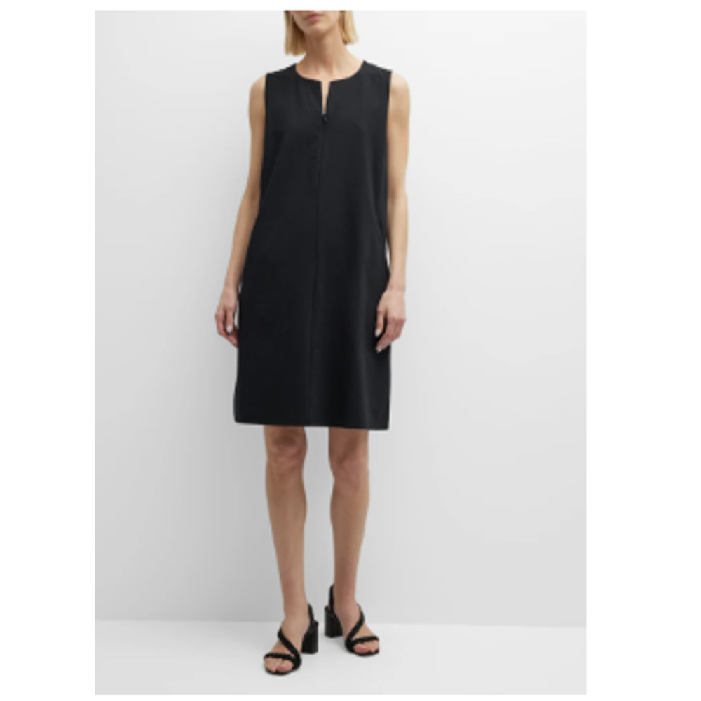 Eileen Fisher‎ Split-Neck Zip-Front Ponte Dress Size XS